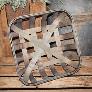 Rustic Wood Farmhouse Tobacco Basket